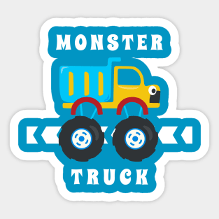 Vector illustration of monster truck with cartoon style Sticker